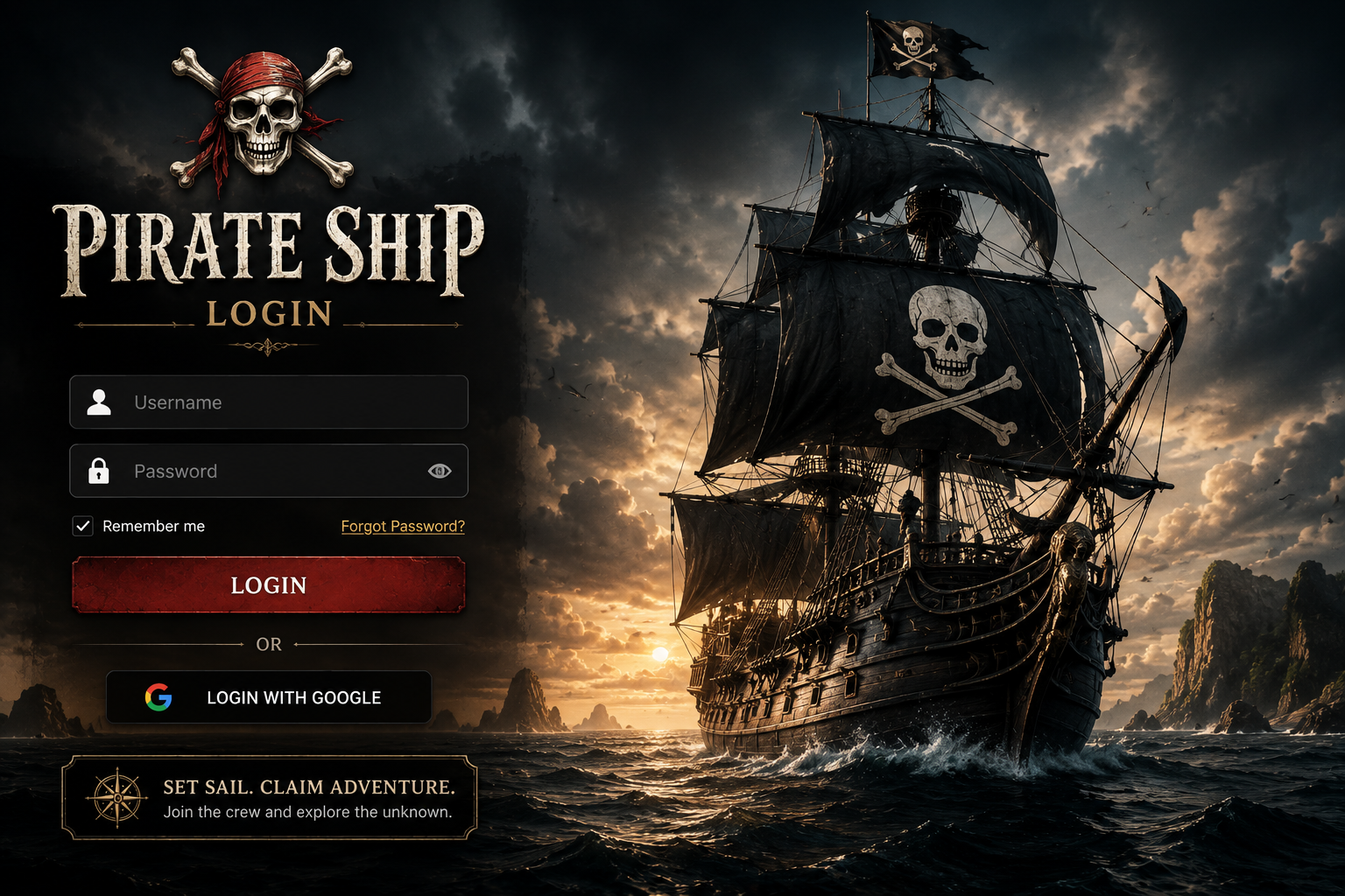 pirate ship login